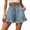 Blue, variant on Ichuanyi Womens Pants , Women's Summer Casual With Pockets Drawstring Printed Ruffles Shorts