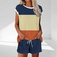 thumbnail image 1 of Karight Womens Two Piece Crew Neck Short Sets Cap Sleeve Drawstring Spring Summer Sweatsuit with Pocket Beach Vacation, 1 of 5