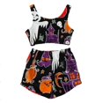 thumbnail image 2 of Halloween Under $ 10 Women Pajama Sets Women Print Tank Top Set Shorts Lettuce Trim Home Purple Pajama, 2 of 6