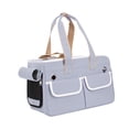thumbnail image 3 of Bolsa de transporte para perros y gatos pequeños, bolsa de transporte de viaje para mascotas, práctica, duradera, suave, bolso de hombro para perros, Gris, 3 of 10