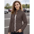 thumbnail image 3 of Womens Packable Puffer Jacket Casual Button Closure Winter Outerwear Coral Brown Coats-XXL, 3 of 7