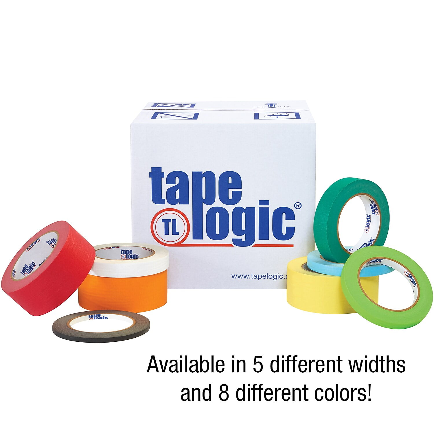Tape Logic® Color Masking Tape, 3" Core, 0.5" x 180', Dark Green, Case Of 72