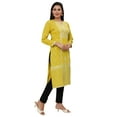 thumbnail image 5 of Maple Clothing Indian Dresses for Women Printed Long Kurta Party Wear (Yellow, XL), 5 of 6