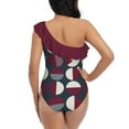 thumbnail image 3 of Pattern Circle Print One Shoulder Ruffle Swimsuits One Piece Swimsuit Women Swimwear Beach Bathing Wear, 3 of 4