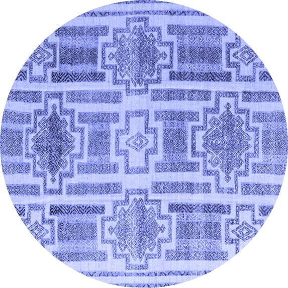 Ahgly Company Indoor Round Abstract Blue Modern Area Rugs, 3' Round