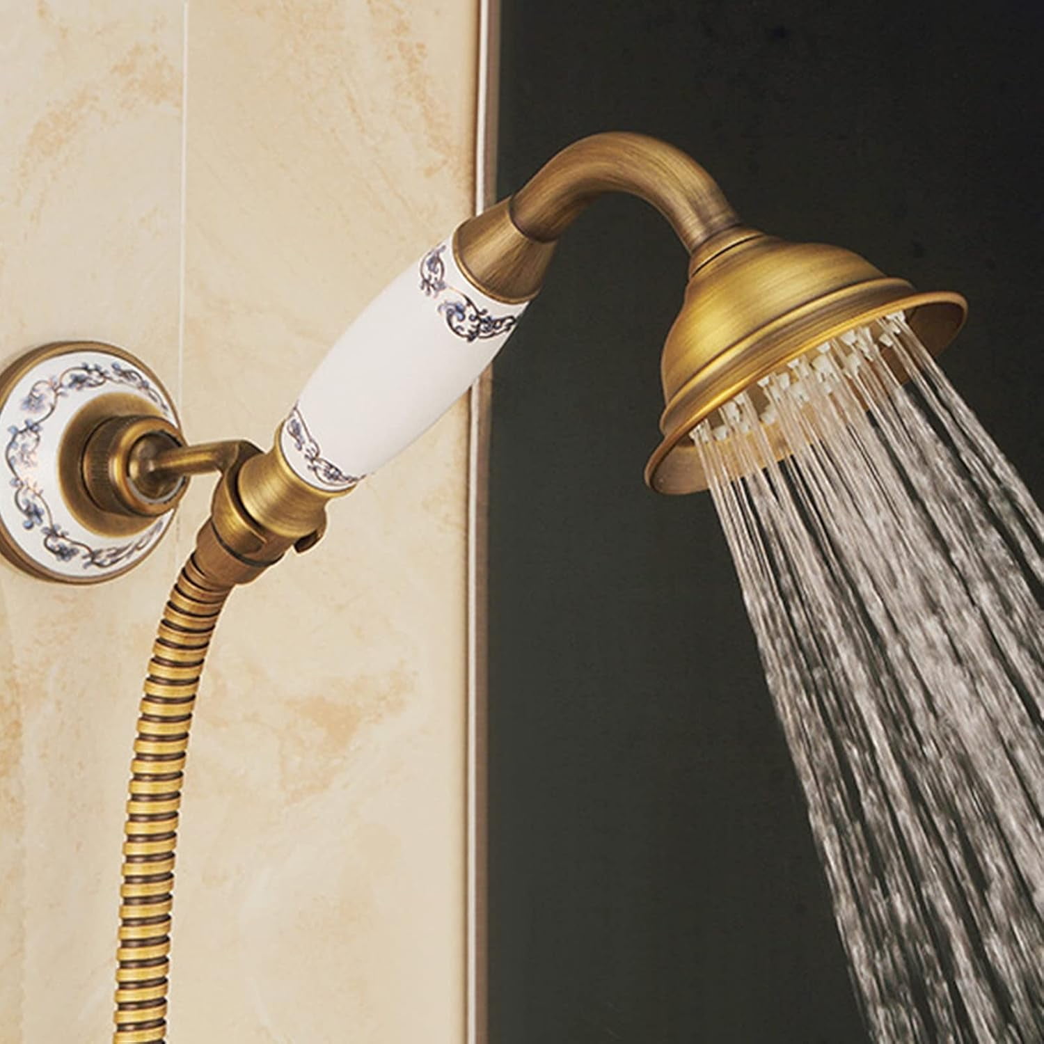 Simple Shower, Wall Mount Bathtub Faucet with Handheld Shower Spray, Hot and Cold Single Handle Bathroom Tub Mixer Tap,A