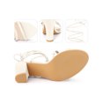 thumbnail image 2 of BLISSFUL STEP Outfit Strappy Lace Up Open Toe Block Heel Sandals for Women Cream 9.5, 2 of 4