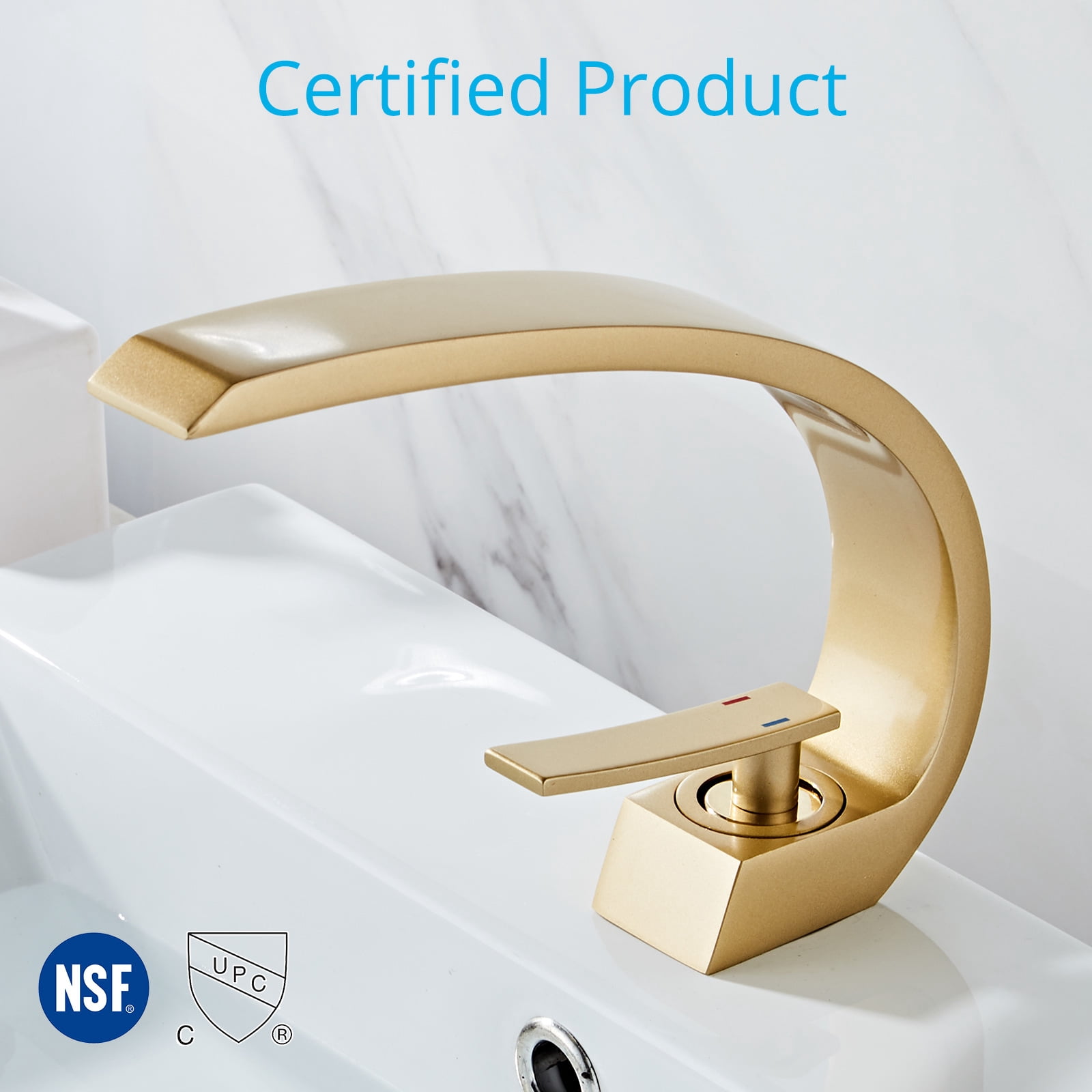 Wovier Matte Gold Bathroom Sink Faucet with Supply Hose,Unique Design Single Handle Single Hole Lavatory Faucet,Basin Mixer Tap Commercial