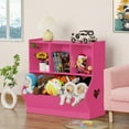 thumbnail image 4 of Kids Toy Storage Organizer, Children Small Bookcase and Bookshelf, Toddler 4 Cubby Toy Storage Cabinet, Toy Shelf for Playroom, Bedroom, Living Room, Nursery, School 29.53'' H (Pink), 4 of 14