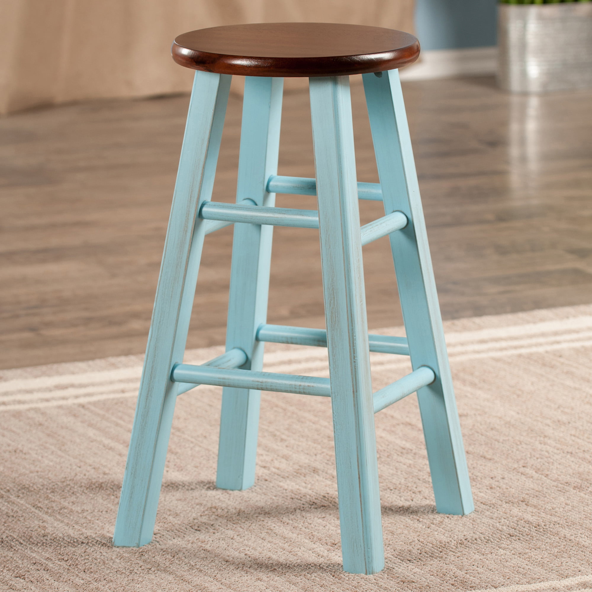 Winsome Wood Ivy 24" Counter Stool, Rustic Light Blue & Walnut Finish - image 4 of 6