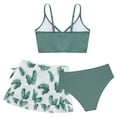thumbnail image 4 of HULIJA Kids Girls 3Pcs Floral Print Swimsuit Padded Bra Bikini Top with Bottoms Beach Holiday Tankini Green 13-14Y, 4 of 6