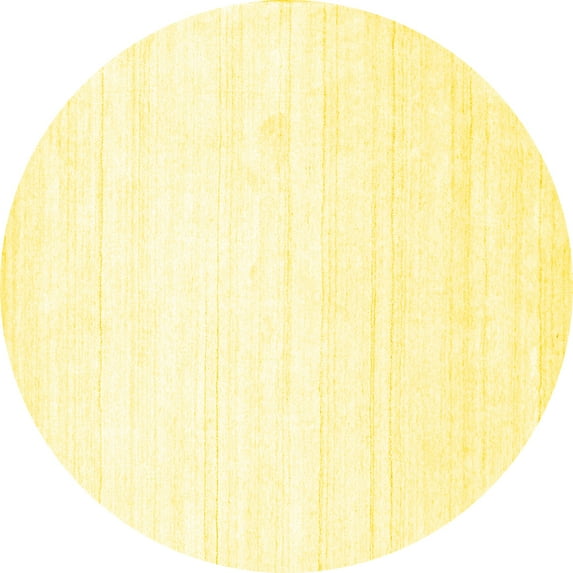 Ahgly Company Machine Washable Indoor Round Solid Yellow Modern Area Rugs, 3' Round