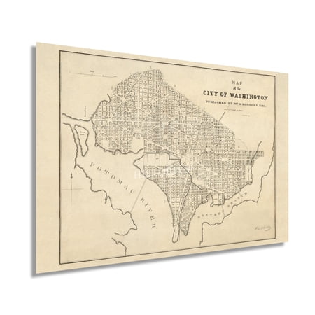 HISTORIX 1840 Map of Washington DC City Vintage Poster Wall Art Print, 24 x 36 Inch