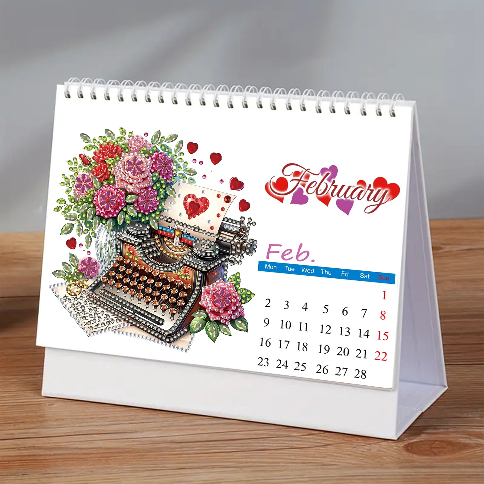 FLOPESN 2026 Desk Calendar DIY Diamond Painting Craft Kit – Complete Paper Calendar with Special Drills, Holiday Wreath & Gnome Themes for Home Office Decor-Waterfall