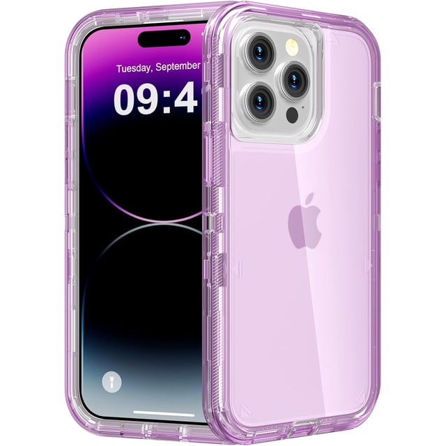 Heavy Duty Shockproof Protection Phone Cases, Anti-Drop, Triple Layer Transparent Protective Cover Compatible with iPhone 15 Pro