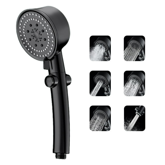 Handheld High Pressure Shower Head with 6 Spray Mode Detachable Hand Held Showerhead for Bathroom
