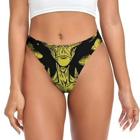 Rateoe saucerman Mushroom Forest Pattern Seamless Women Underwear Thongs No Show Ladies Thong No Line Breathable Comfortable Panties Undies for Women-4X-Large