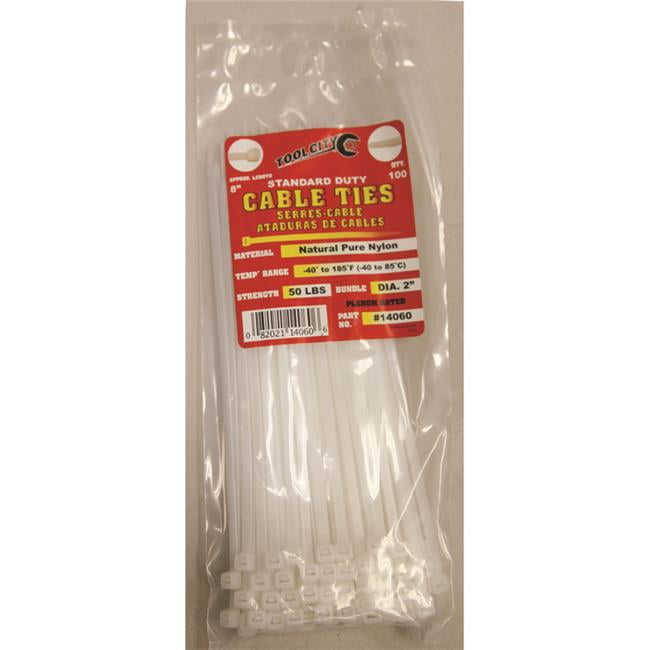Tool City 8 in. L White Cable Tie 100 pk