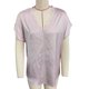 thumbnail image 1 of Camiseta con cuello en V y encaje para mujer, manga corta, informal, holgada, color puro, jersey de verano, Top rosa M, 1 of 3