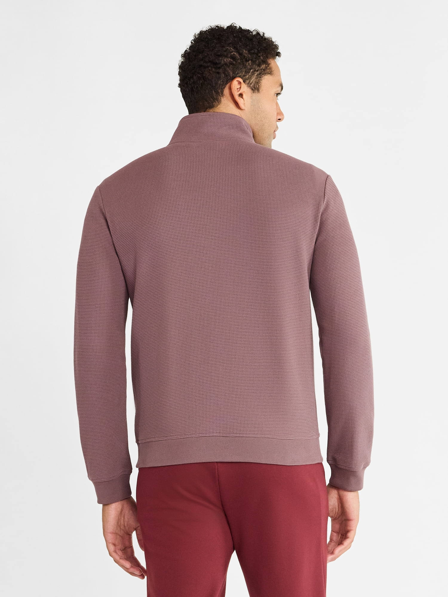 Athletic Works Men's and Big Men's Waffle Quarter Zip Pullover, Sizes S-3XL