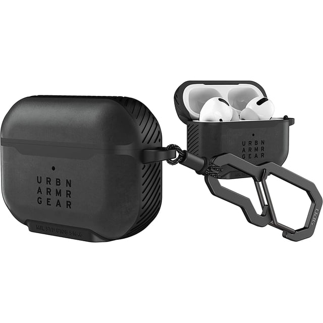 AmPm UAG Compatible with AirPod Pro Case Ballistic ARMR Black Metropolis Full Body Rugged Protective Abrasion Resistant with Carabiner