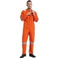 thumbnail image 2 of inhzoy Men's Long Sleeve Work Coveralls Jumpsuits Mechanic Uniform Lightweight Reflective Safety Workwear Orange 6XL/200, 2 of 7
