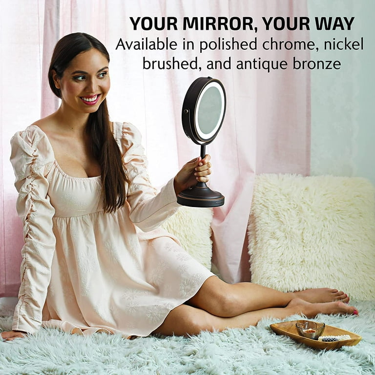Ovente 7'' Lighted Tabletop Makeup Mirror, 1X & 7X Magnifier Ovente 7'' Lighted Tabletop Makeup Mirror, 1X & 7X Magnifier