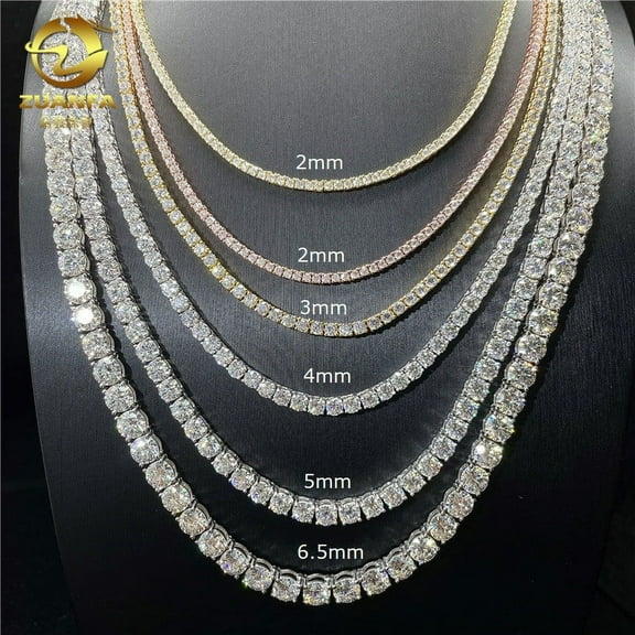 4mm 20-inch S925 silver moissanite tennis chain, simple silver necklace, hip-hop high-end jewelry accessory