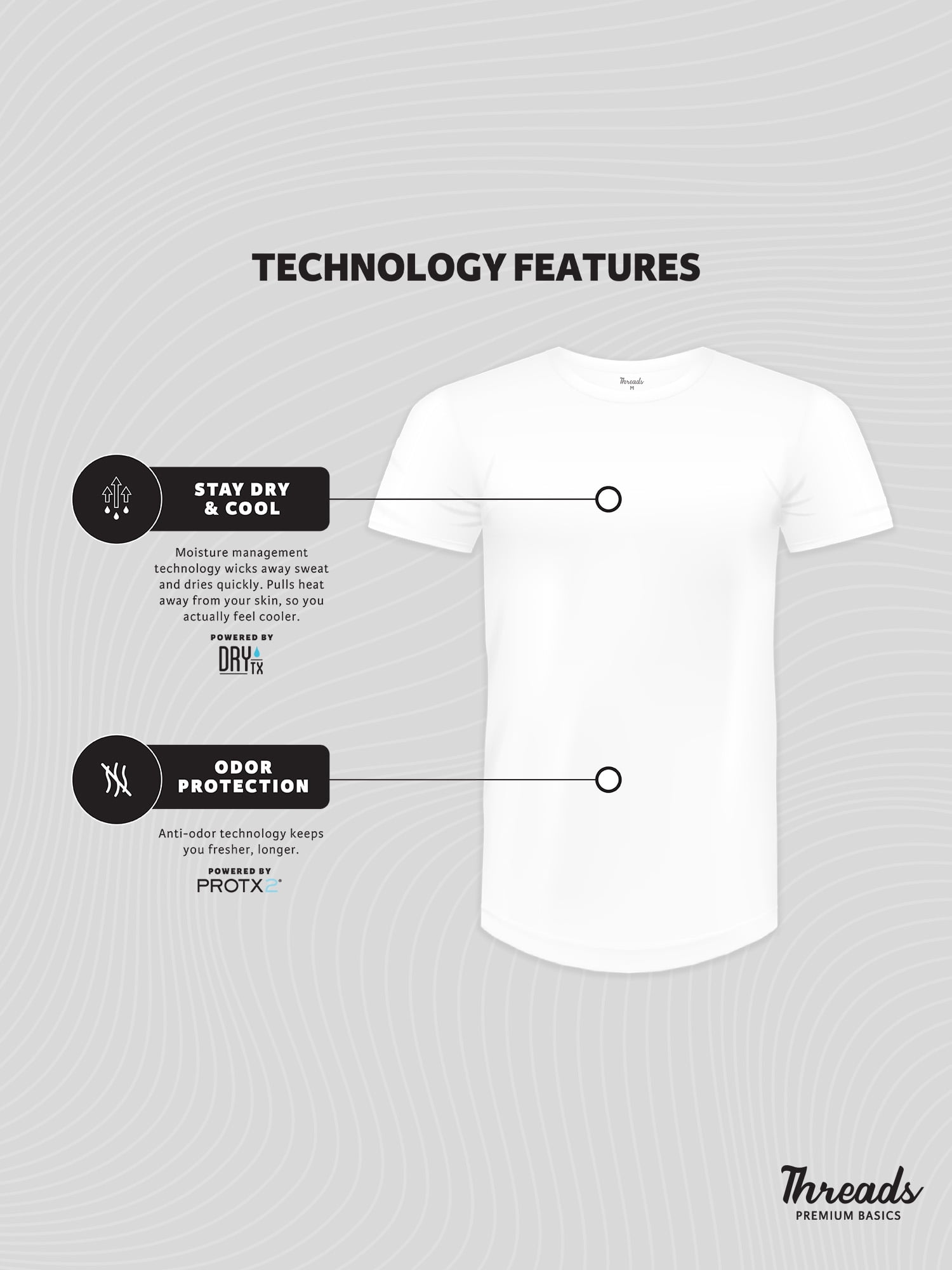Threads Men's, Ultra-Soft Crewneck T-Shirt, Moisture Wicking, Anti-Odor, 2-Pack, Classic White