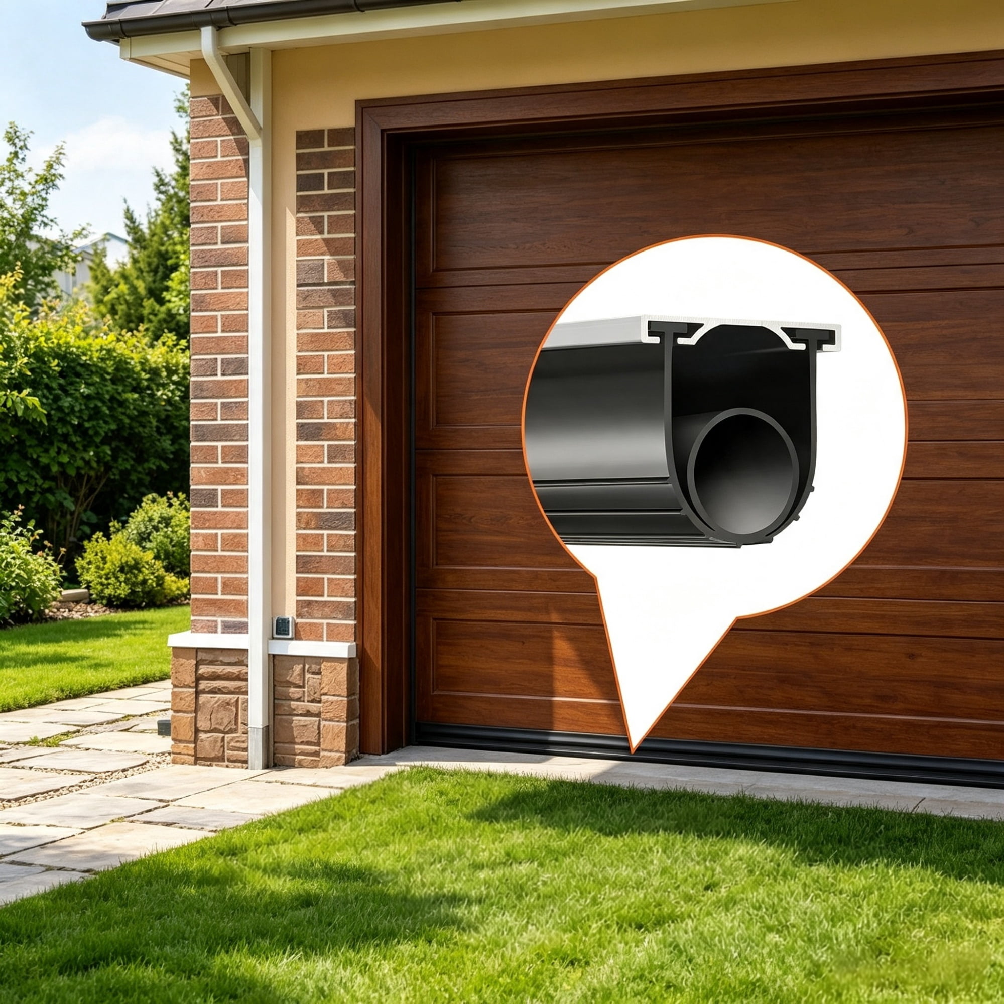 16 Ft Garage Door Bottom Seal (5/16" T-ends, 3-3/4" Width), U+O Ring Weather Stripping with Pre-drilled Aluminum Track Kit