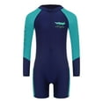 thumbnail image 2 of Alvivi Kids Boys One Piece Swimming Surfing Jumpsuit Long Sleeve Rash Guard Bathing Suit Green 11-12, 2 of 7
