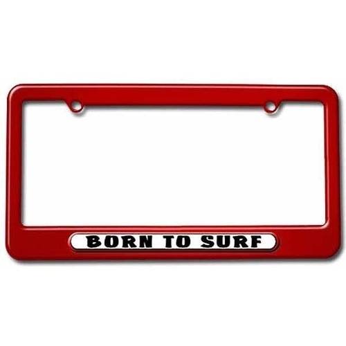 Born to Surf License Plate Tag Frame, Multiple Colors