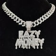 thumbnail image 2 of Hip Hop Letter Pendant Necklace Men Women Eazy Money Chain Iced Out Bling Cuban Necklaces HipHop Jewelry Fashion Gift, 2 of 6