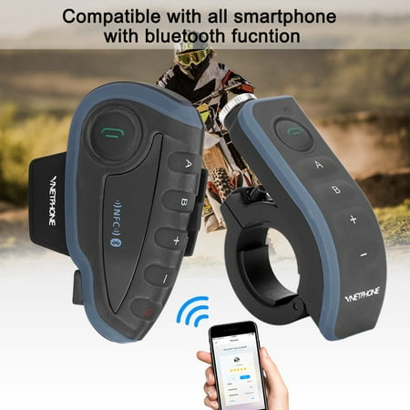 Rider Intercom,Ymiko Bluetooth Motorcycle Rider Helmet Headset Intercom with Remote Control Speaker Microphone