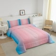 thumbnail image 2 of Erosebridal Blue and Pink Comforter Set Full,Rainbow Ombre Bedding Set Aesthetic Room Decor for Women Men,Gradient Colorful Comforter Sets Abstract Quilt Bed Set 3Pcs, 2 of 5