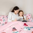 thumbnail image 5 of Manfei Cartoon Xmas Snowman Queen Comforter Set,Merry Christmas Bedding Sets,Pink Red Blue Bedding Comforter Set For Girl Kids,Breathable Home Decor Reversible,3 Pieces, 5 of 8