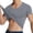 Gray, variant on Summer Fitness Men's Solid Color V Neck Short Sleeve Pullover T-Shirt Seamless Stretch Tight-Fit Quick-Dry Breathable Athletic Tee for Gym Workout