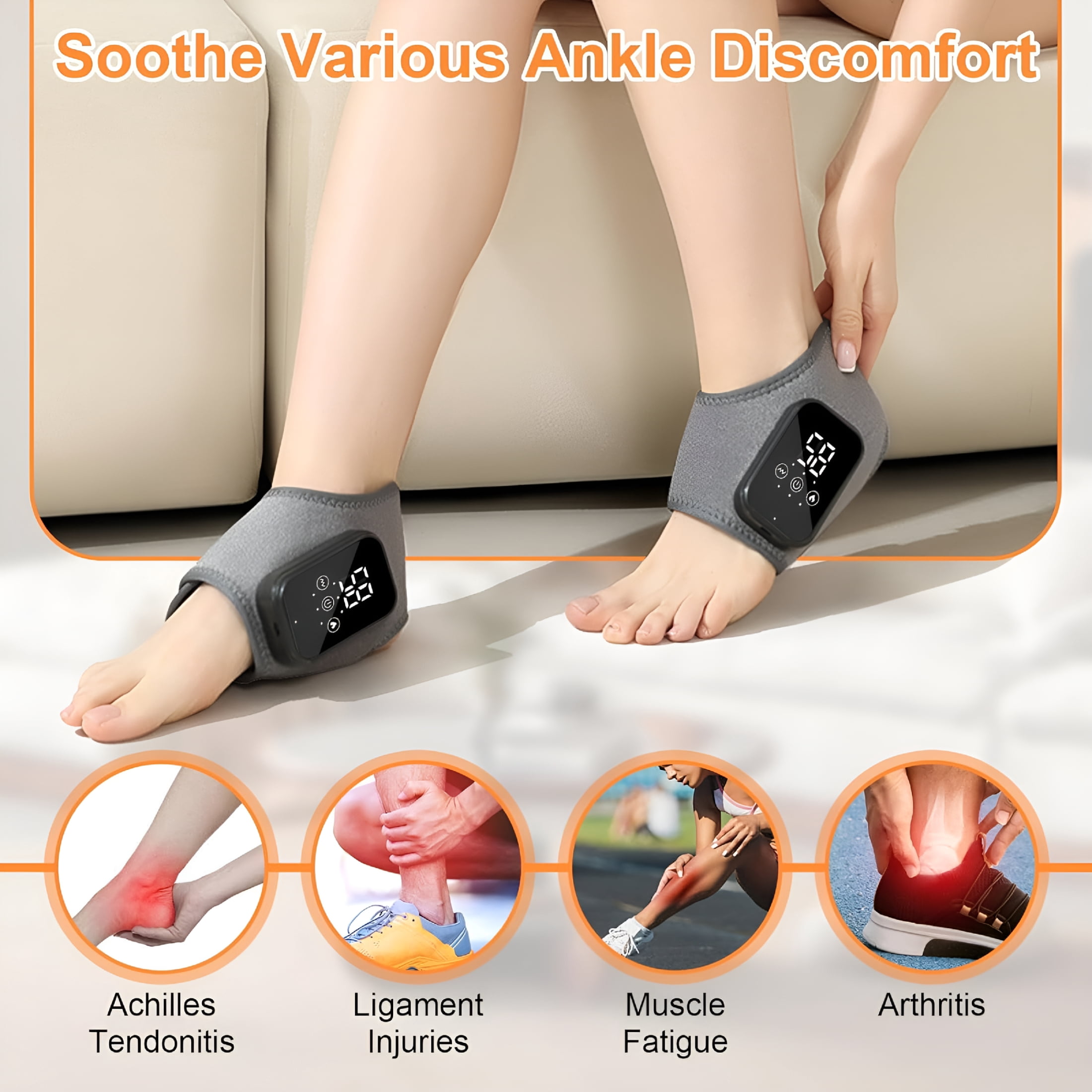 XIRQI 2026 New 2Pcs Foot Massager with Smart Timer,3-In-1 Portable Vibrating Heated Feet Massagers for Neuropathy Pain Relief & Ankle Relaxation & Blood Circulation for Home Office Travel (Black)