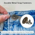 thumbnail image 4 of XD4-20 Sets Replacement Pants Buttons No Sew Metal Jean Buttons Kit for Heavy Duty Denim Repair Suspender Buttons with Rivets for Blue Jeans Mens Women Denim Pants*04, 4 of 7