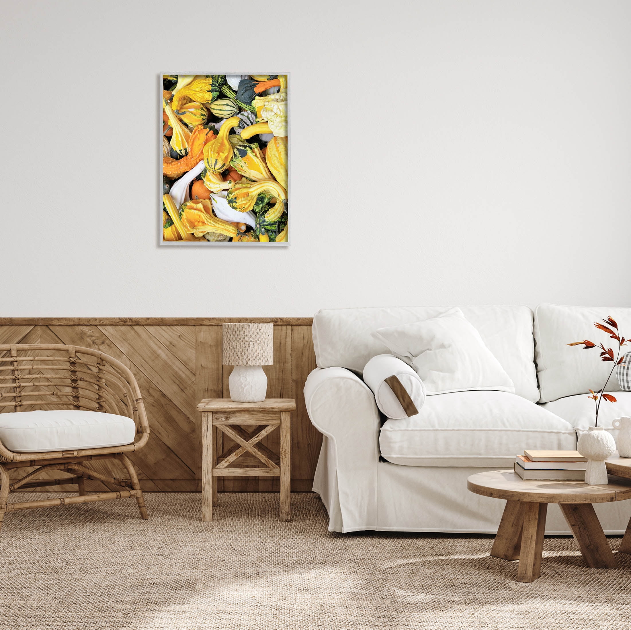 Stupell Industries Mixed Autumn Gourd Arrangement Photograph Gray Framed Art Print Wall Art, Design by Lil' Rue