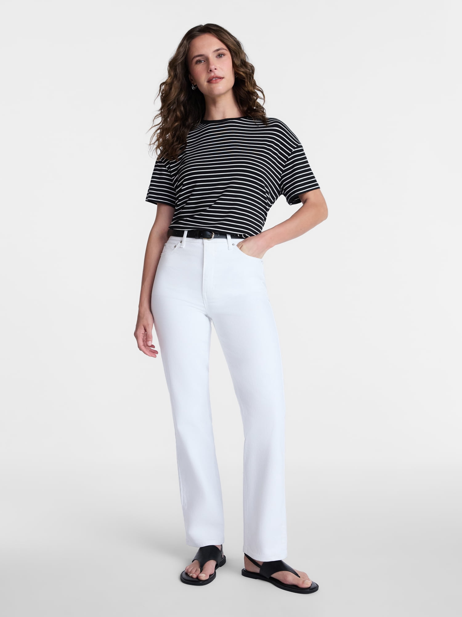 Time and Tru Women's High Rise Straight Leg Jeans, 30" Inseam, Sizes 0-20, 10S-16S