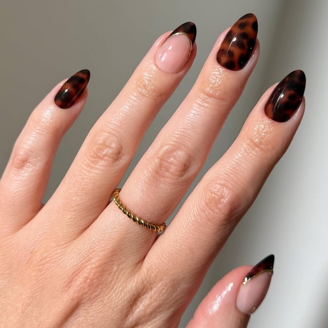 Kit de uñas postizas cortas almendradas efecto carey Glamnetic KILLAZILLA