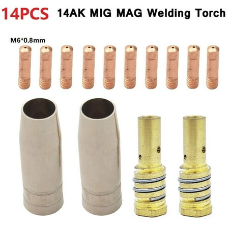 

BAMILL 14Pc MAG MIG-14AK Welding Torch Consumables Torch Gas Nozzle Tip Holder