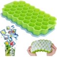 thumbnail image 2 of Bandeja para cubitos de hielo de silicona con tapa antiderrames, molde para cubitos de hielo, moldes para cubitos de hielo para agua, whisky, cócteles, dulces, pudín, gelatina, lec, 2 of 5