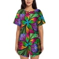 thumbnail image 1 of Balery Multicolored Beautiful Flower Conjunto de Pijama para Mujer con Estampado, Dos Piezas de Manga Corta y Shorts, Ropa de Dormir Suave con Cuello Redondo y Bolsillos-XX-Large, 1 of 6