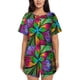 thumbnail image 1 of Balery Multicolored Beautiful Flower Conjunto de Pijama para Mujer con Estampado, Dos Piezas de Manga Corta y Shorts, Ropa de Dormir Suave con Cuello Redondo y Bolsillos-Large, 1 of 6