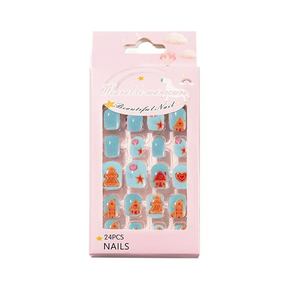 JENIKR Christmas Nail Children's Wearable Nail Patch Cute Children's Nail Patch 24Pc in A Pack Nail Stickers A