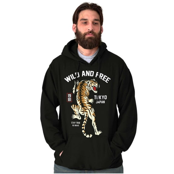 Wild and Free Tiger Tokyo Japan Hoodie Sweatshirt Women Men Brisco Brands S
