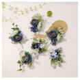 thumbnail image 5 of Blue and White Artificial Wrist Corsage and Boutonniere Set, Bridesmaids Hand Flower Wristband, Men Boutonniere for Prom Party , Homecoming Ceremony, Anniversary (Style C), 5 of 8
