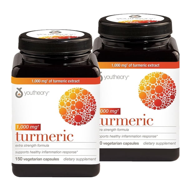 2 Pack youtheory Turmeric Extra Strength Formula 1,000 mg., 180